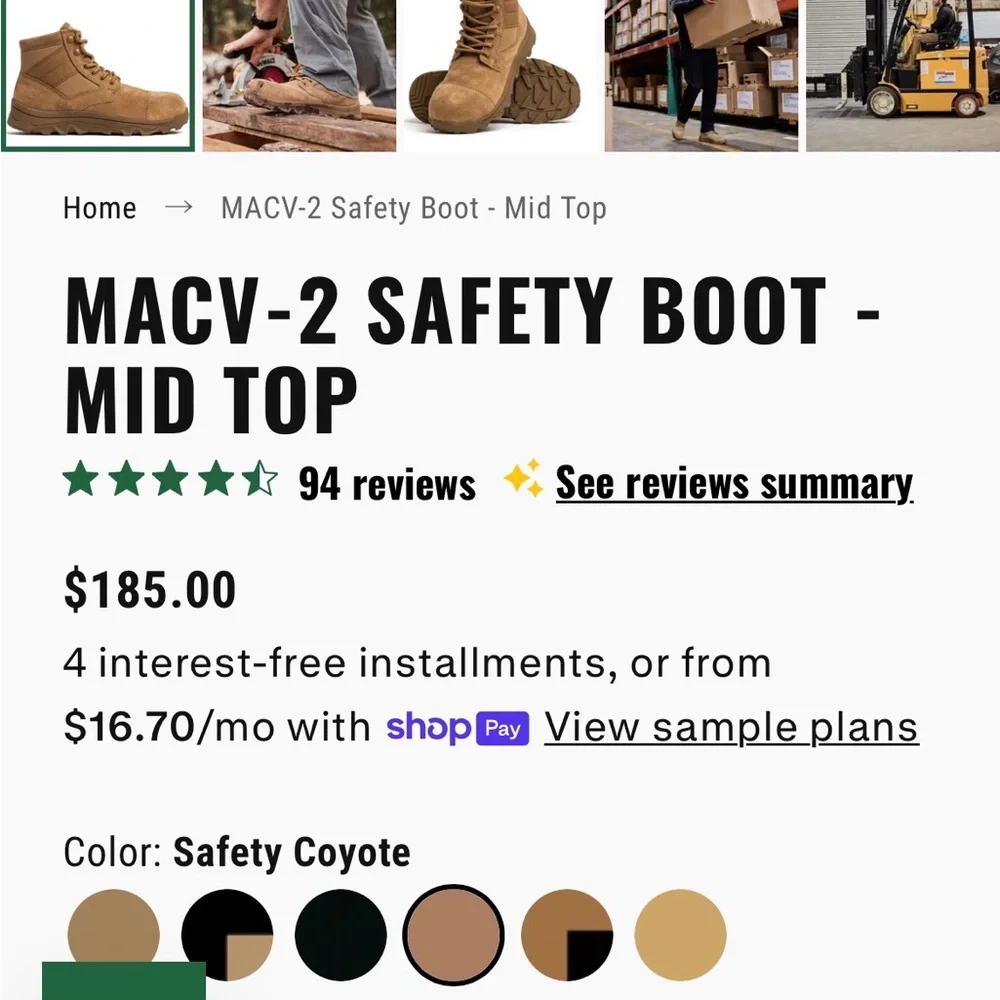 GoRuck safety boot size 11- NEW